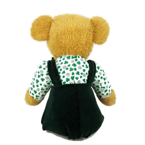 Sugar Loaf Teddy Bear 17" Plush Shamrocks Clovers Good Luck Overalls St Patty's - Picture 3 of 7